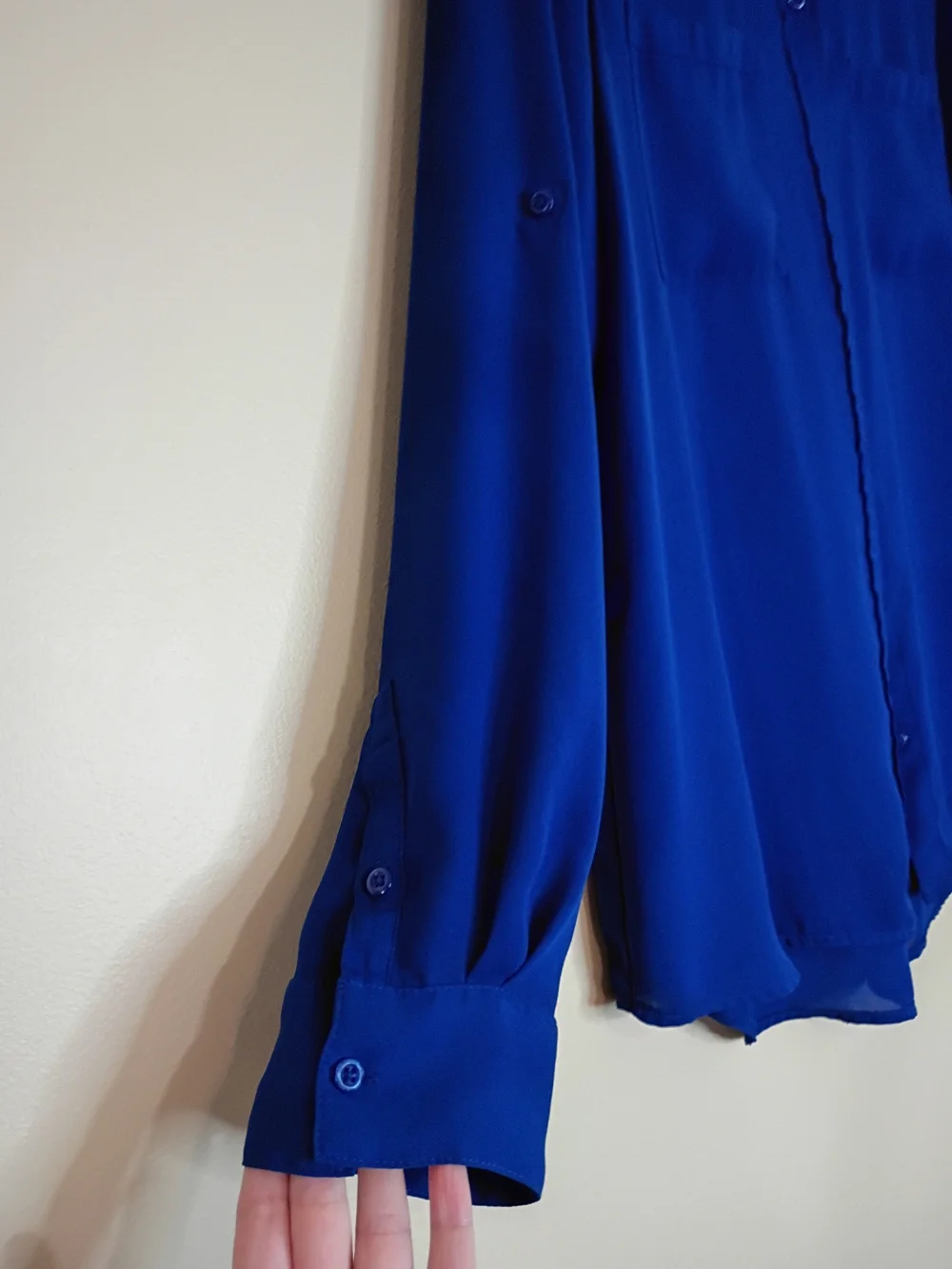 Apt. 9 Royal Blue Long Sleeve Button Front Blouse - Picture 3 of 5